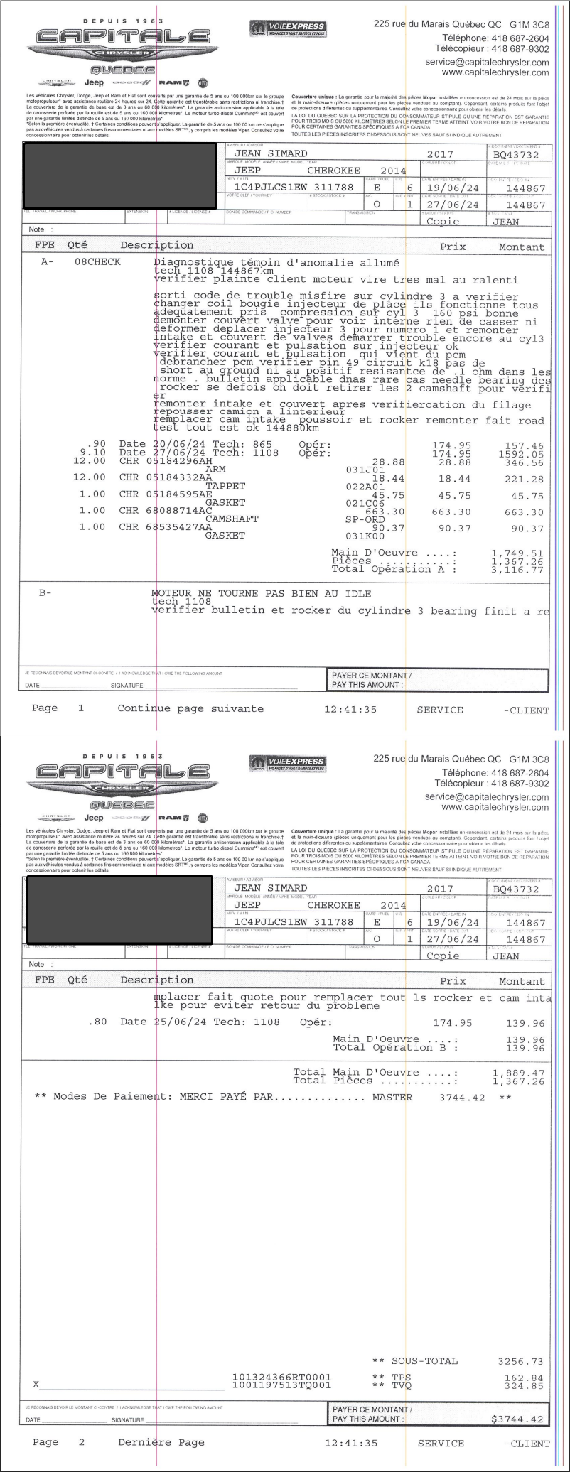 2024-06-19: Code moteur cylindre 3 — réparation